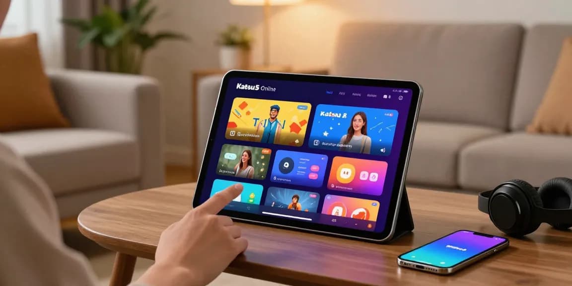Interaksi pengguna dengan fitur digital interaktif di Katsu5 Online dalam suasana nyaman.
