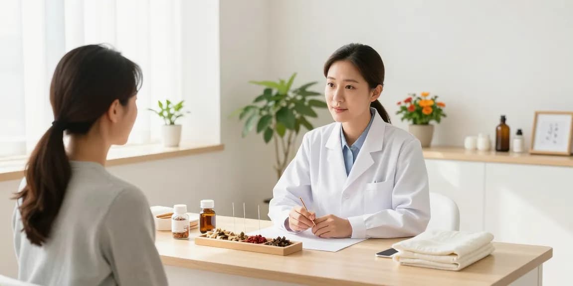 Healing consultation at 수원한의원 with a professional practitioner and soothing environment.