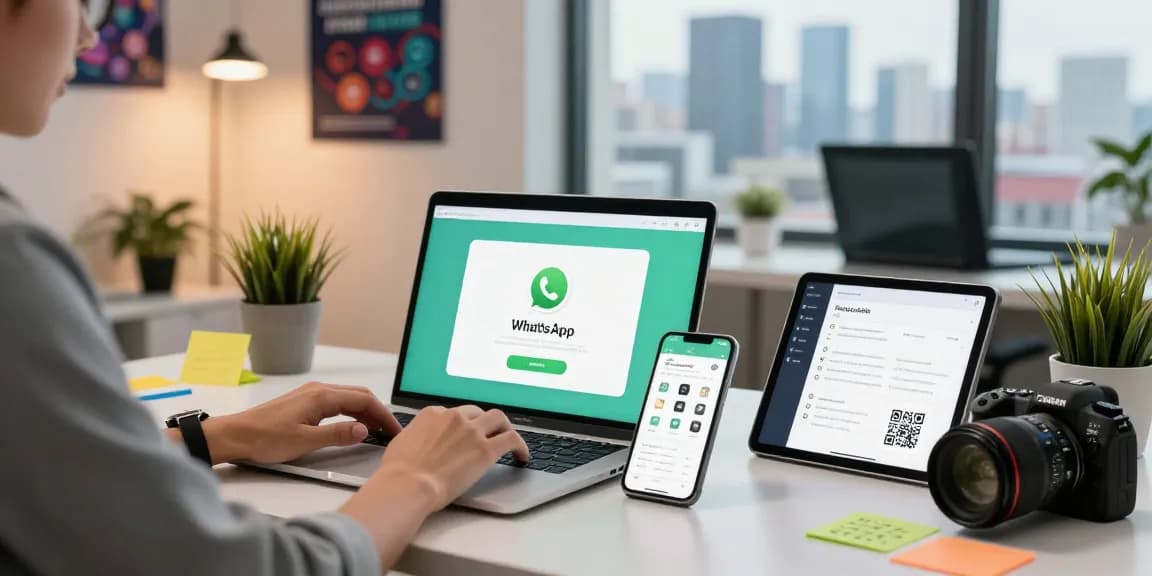 Downloading WhatsApp on a sleek digital workspace for effective communication.