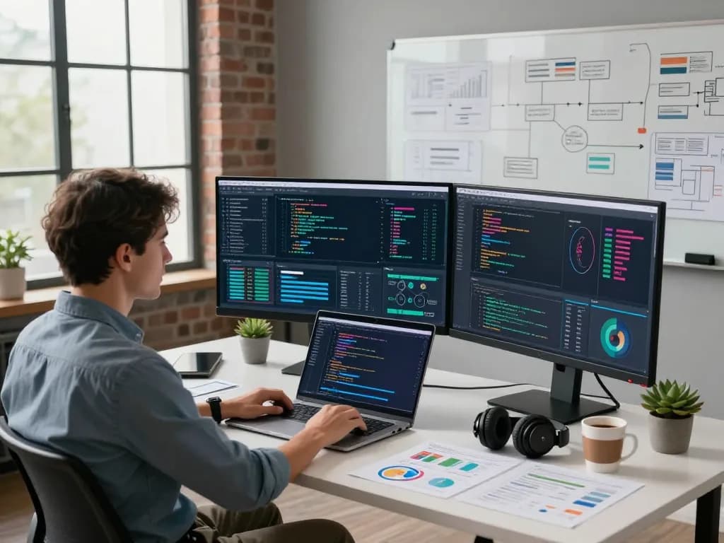 Data analyst in a modern workspace using hbet for innovative analytics