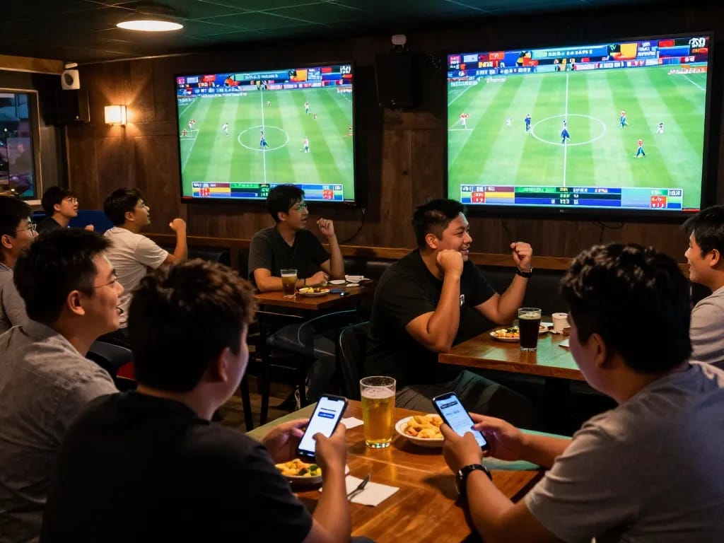 MM88 sports betting app being used by excited fans during live game