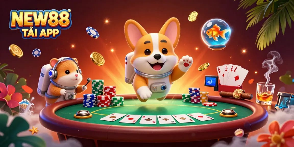 Join the adventure with NEW88 TẢI APP as a corgi astronaut navigates the exciting space casino!