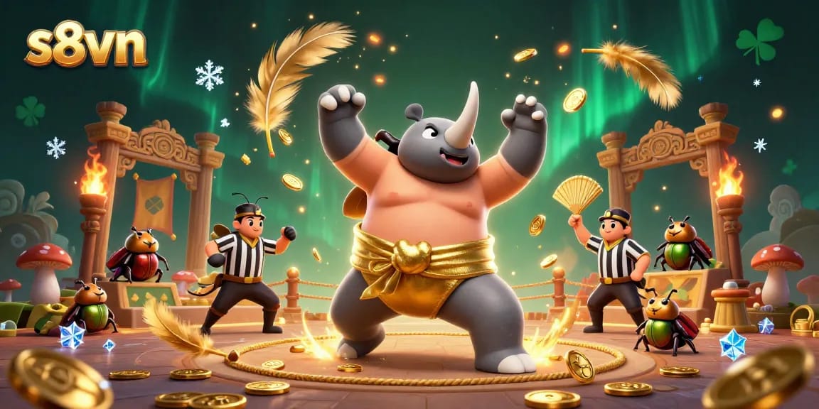 Join the action with s8vn's dynamic casino scene featuring epic beetle battles and golden wins.
