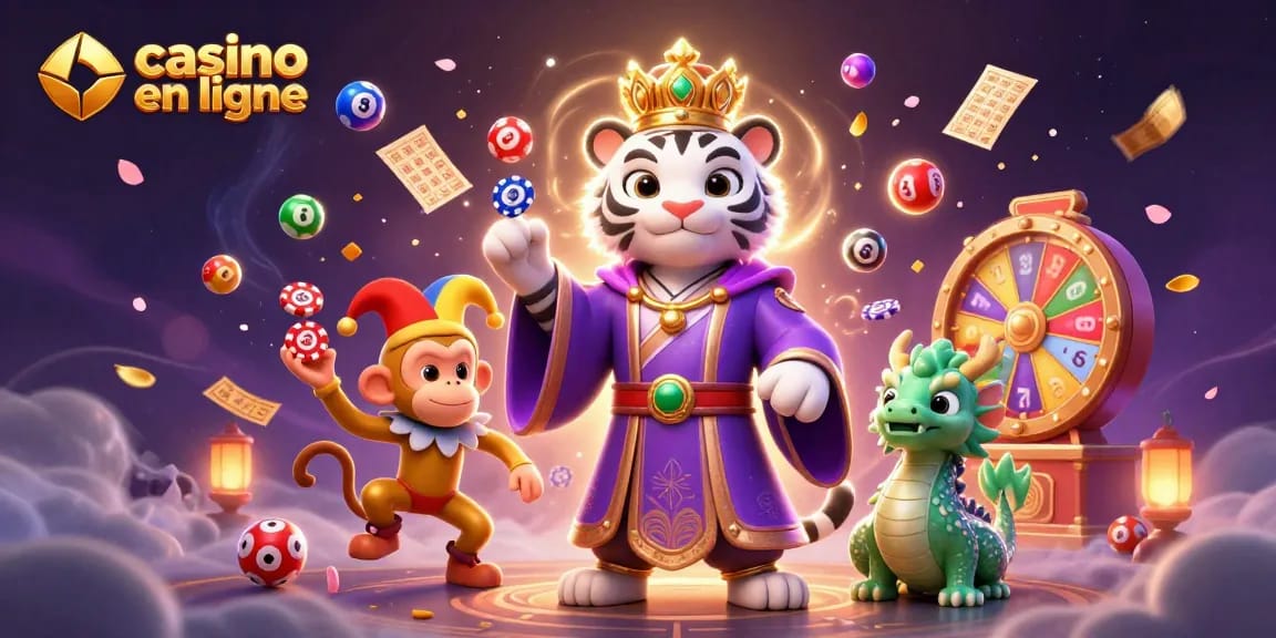 Jouez au casino en ligne avec des personnages de jeu colorés dans un monde vibrant.