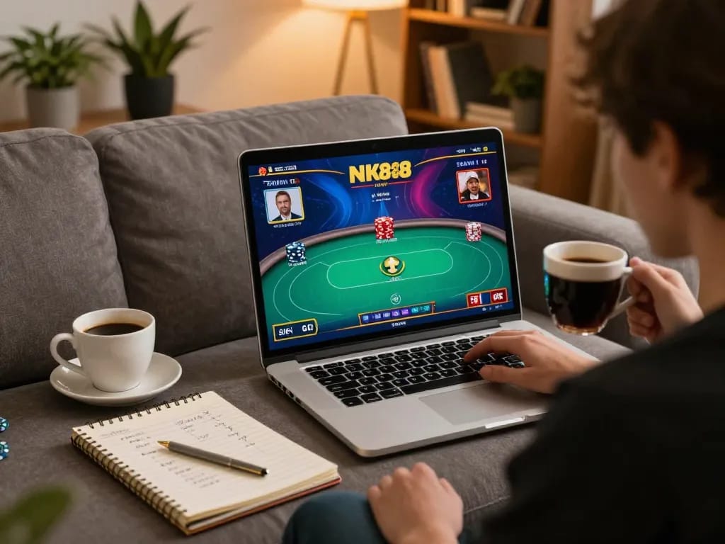 Engaging online poker game session at NK88 chính thức shows player immersed in gameplay.