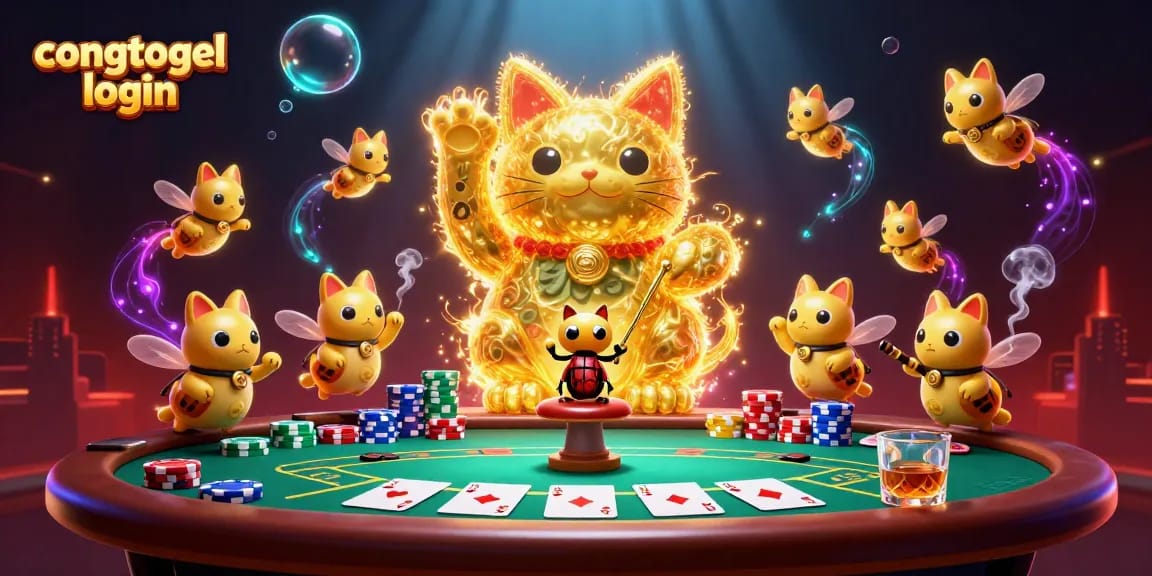 Engage with congtogel login for a vibrant casino experience with captivating fireflies and poker elements.