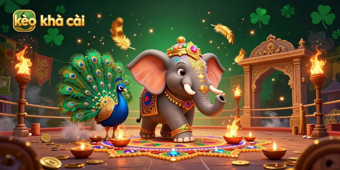 Explore kèo nhà cái with vibrant gambling-themed characters in a rich, dynamic casino illustration.