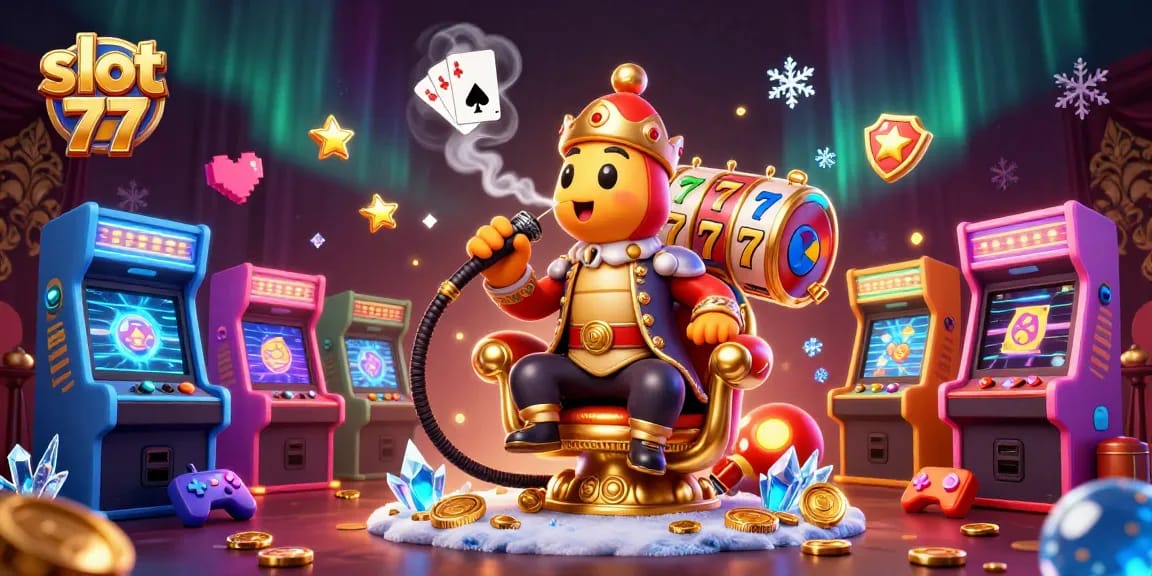 Experience thrilling wins at slot 77 with vibrant 3D casino graphics and engaging game elements.