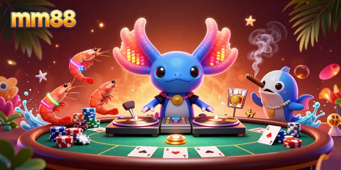Experience the excitement of mm88 with a vibrant casino scene featuring animated characters.