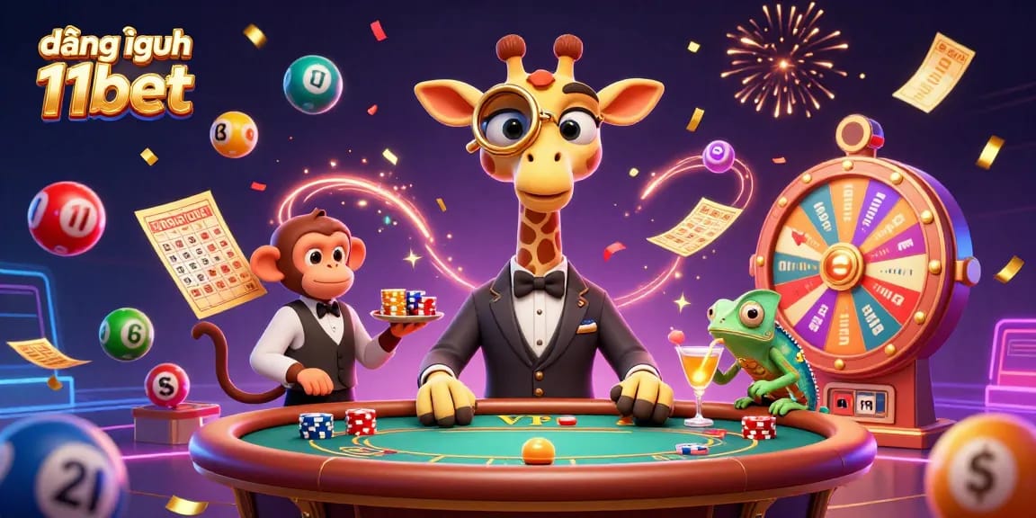 Win big with đăng nhập 11bet in this vibrant, dynamic 3D casino illustration featuring energetic characters and exciting game elements.