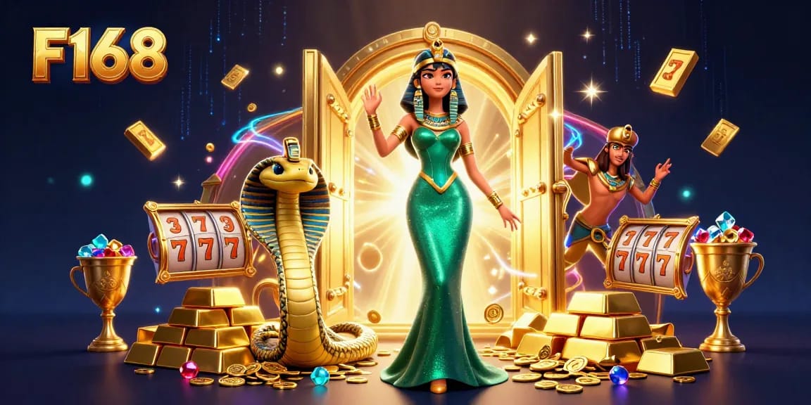 Experience the thrilling excitement of F168 with slot reels and treasure amidst sparkling gems.