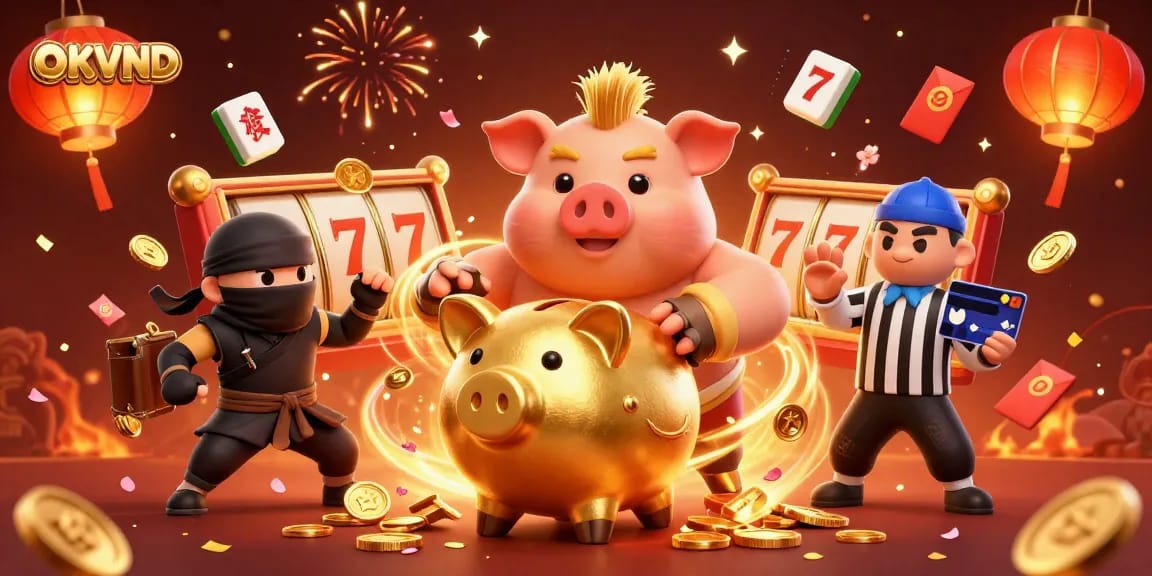 Engage with the action at OKVND Casino featuring dynamic characters and vibrant gaming elements.
