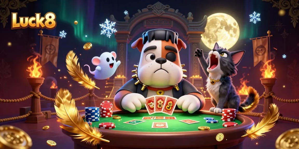 Play exciting games at Luck8 with a thrilling monster dealer and festive casino atmosphere.