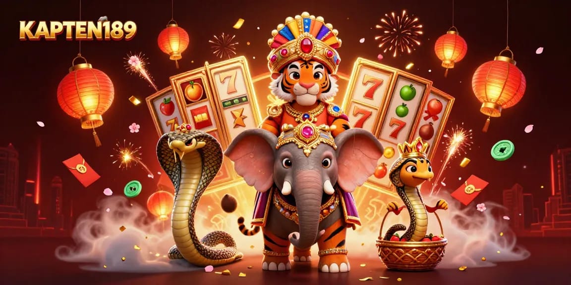 KAPTEN189 memamerkan slot online gacor terbaik dengan karakter menarik dalam suasana kasino yang ceria.