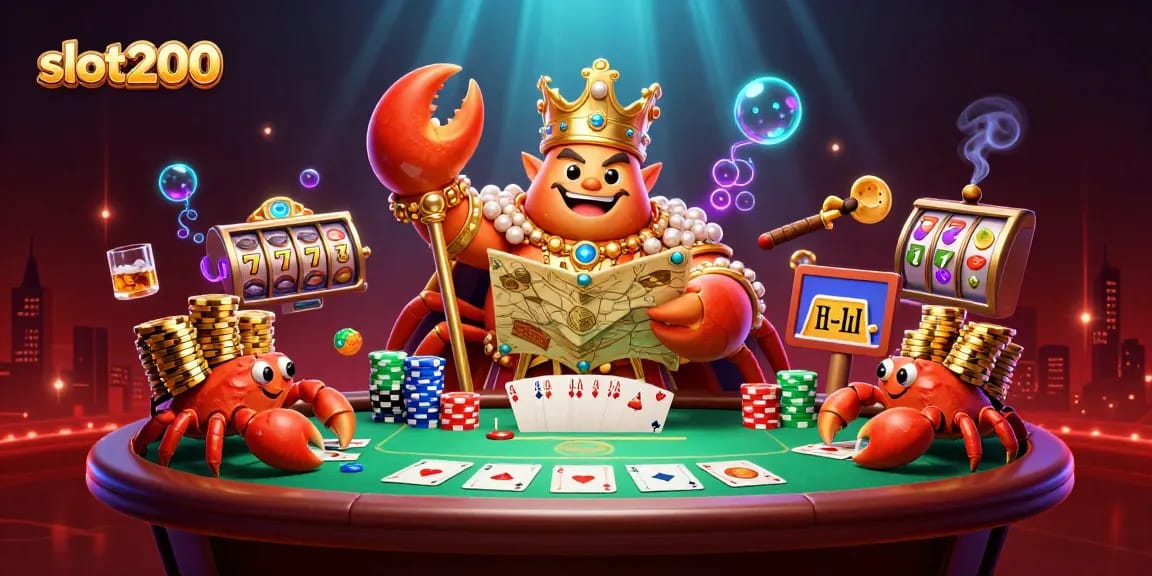 Menangkan bermain slot200 dengan rajanya kepiting emas berkilauan yang dikerumuni cangkang beruntung.