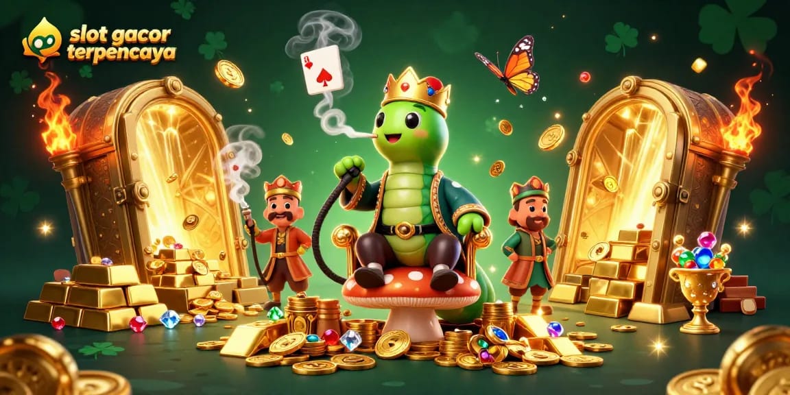 Spin winning reels at slot gacor terpercaya featuring vibrant 3D illustrations and rich casino treasures.
