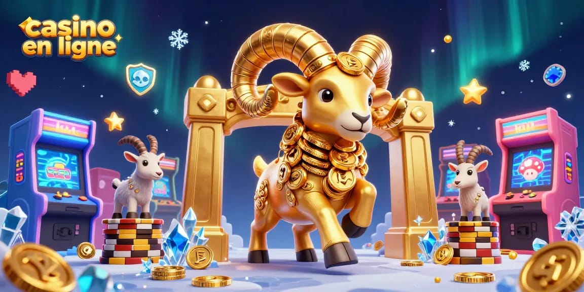 Visez le jackpot dans le casino en ligne avec ce visuel dynamique de jeux et personnages.