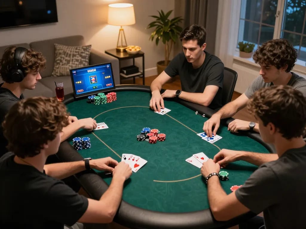 Người chơi thưởng thức trò chơi poker trực tuyến trên 12bet từ nhà, tạo ra bầu không khí trò chơi sinh động.