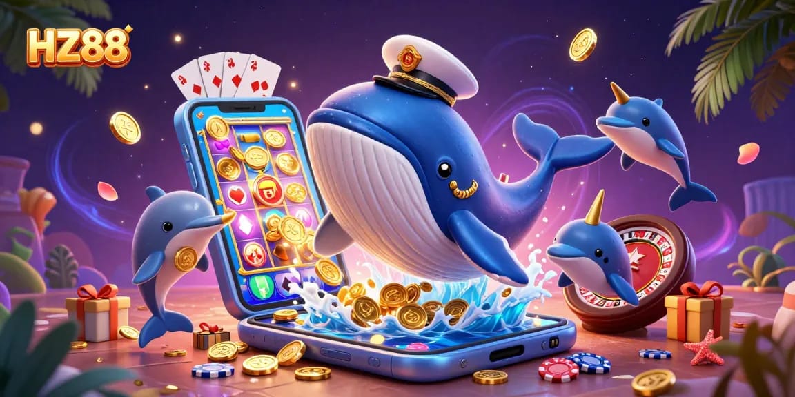 Experience winning opportunities with HZ88 in a vibrant 3D casino scene rich in games and excitement.
