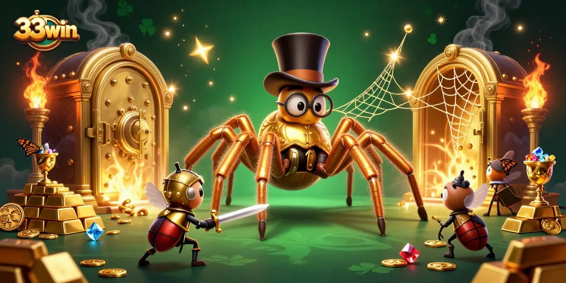 Experience the thrill of betting with 33win in this vivid casino illustration featuring dazzling treasures.