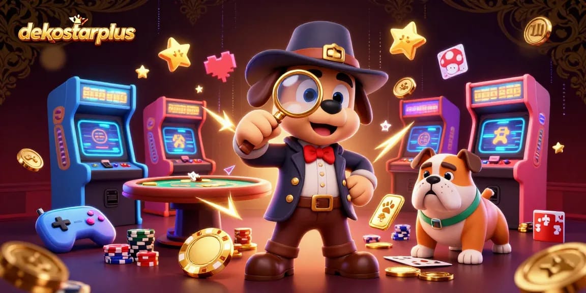 Engage with dekostarplus as a detective duo unravels casino mysteries amidst vibrant gaming elements.