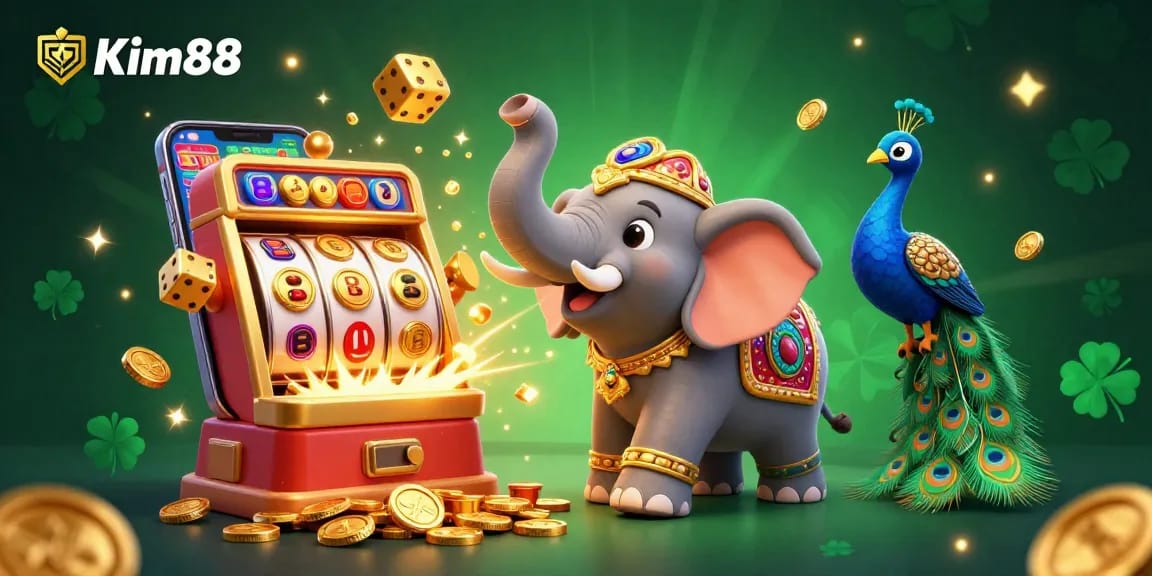 Experience thrilling wins at Kim88 with an explosive slot machine and vibrant casino elements.