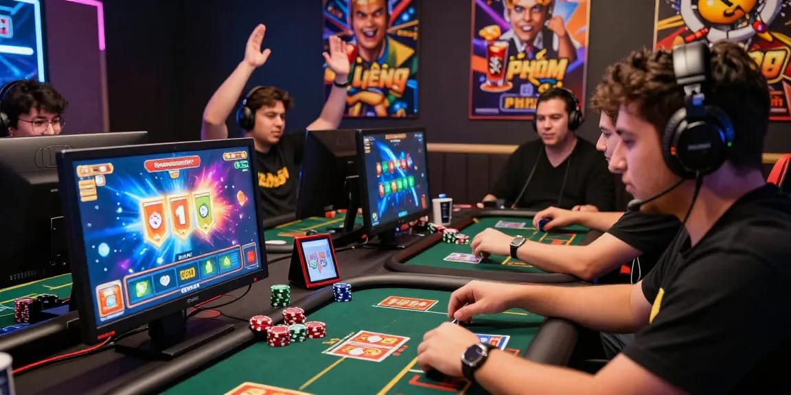 Online gaming excitement at https://gamebaidoithuong.is/ showcasing players engaged in thrilling card games.