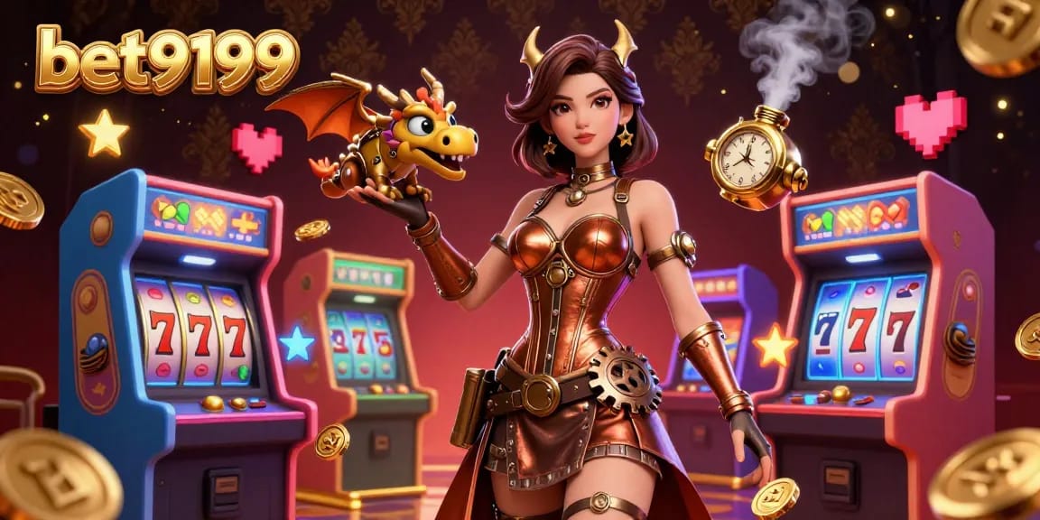 Experience the thrill of betting at bet9199 with vibrant gaming elements and 3D characters in an exciting casino atmosphere.