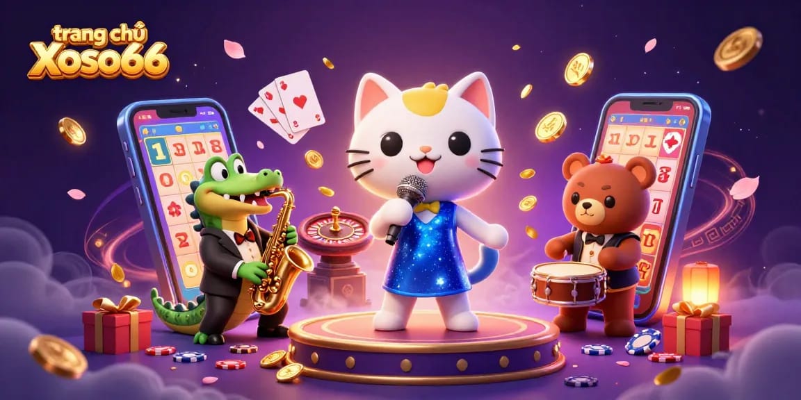 Engage in thrilling games at trang chủ Xoso66 with vibrant characters and colorful slot action.