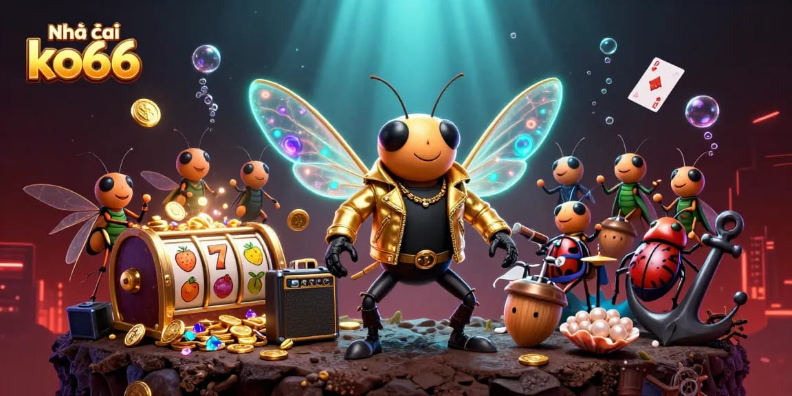 Engage with Nhà cái ko66 in this vibrant 3D illustration, showcasing lively gambling action.