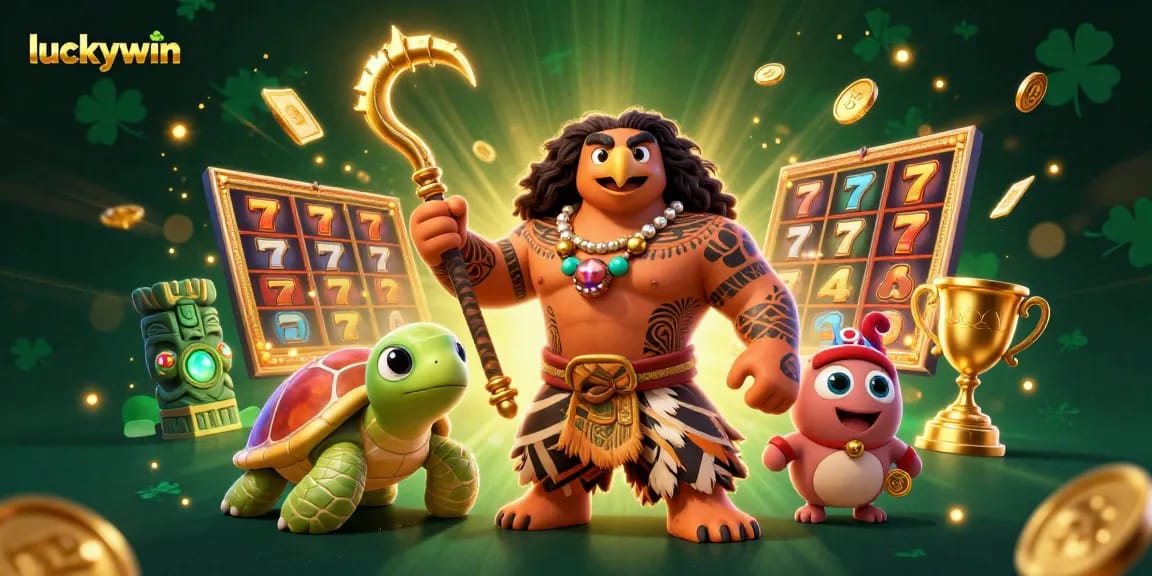 Experience luckywin's thrilling slots with vibrant characters and engaging casino elements.