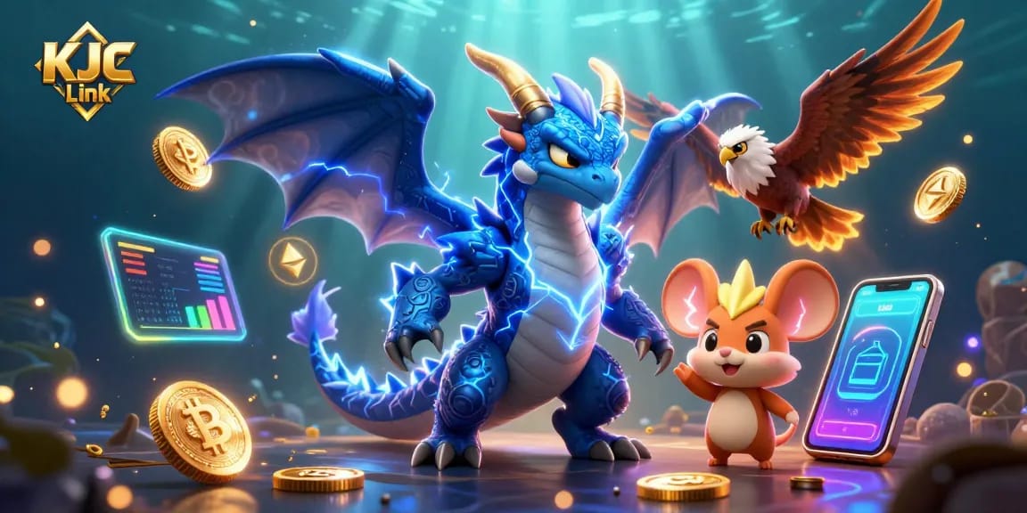 Engage with thrilling KJC Link games featuring vibrant 3D fantasy elements and dynamic crypto visuals.
