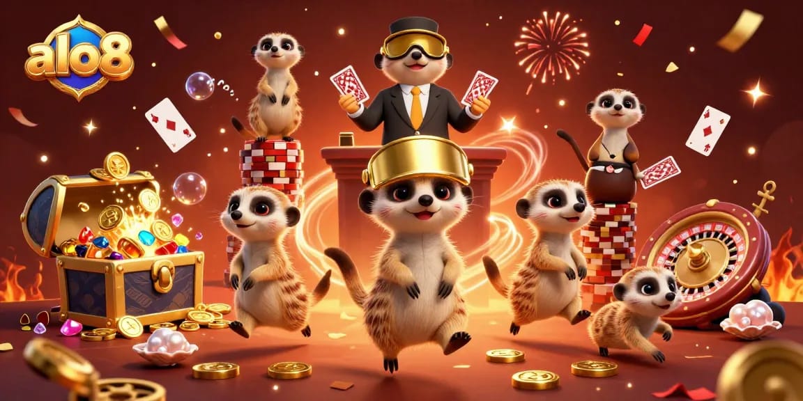Engage in exciting casino games at alo8 with skilled meerkats managing the action.