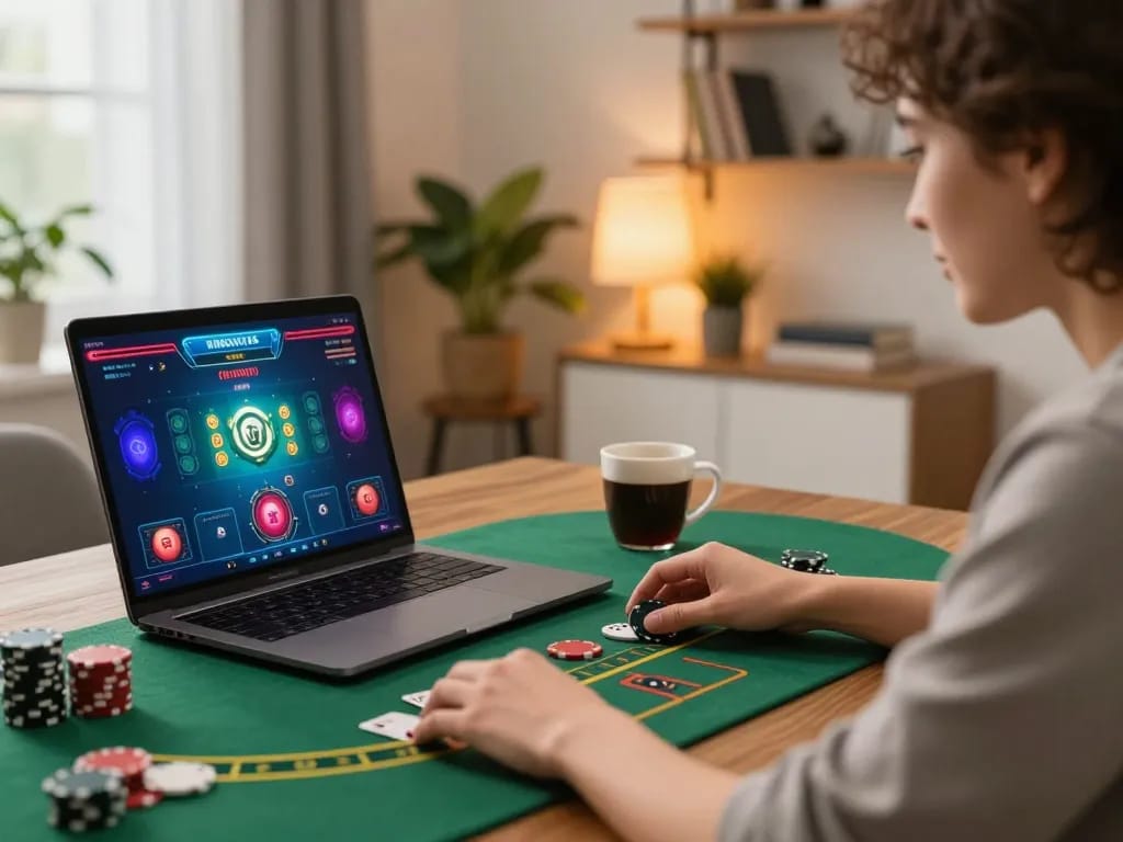 GG88 blackjack gameplay on a laptop with vibrant graphics, showcasing strategy and fun.