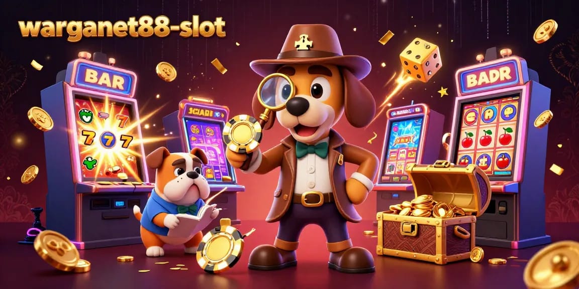 Engage with warganet88-slot in this vibrant and rich 3D scene filled with slot machines and casino elements.