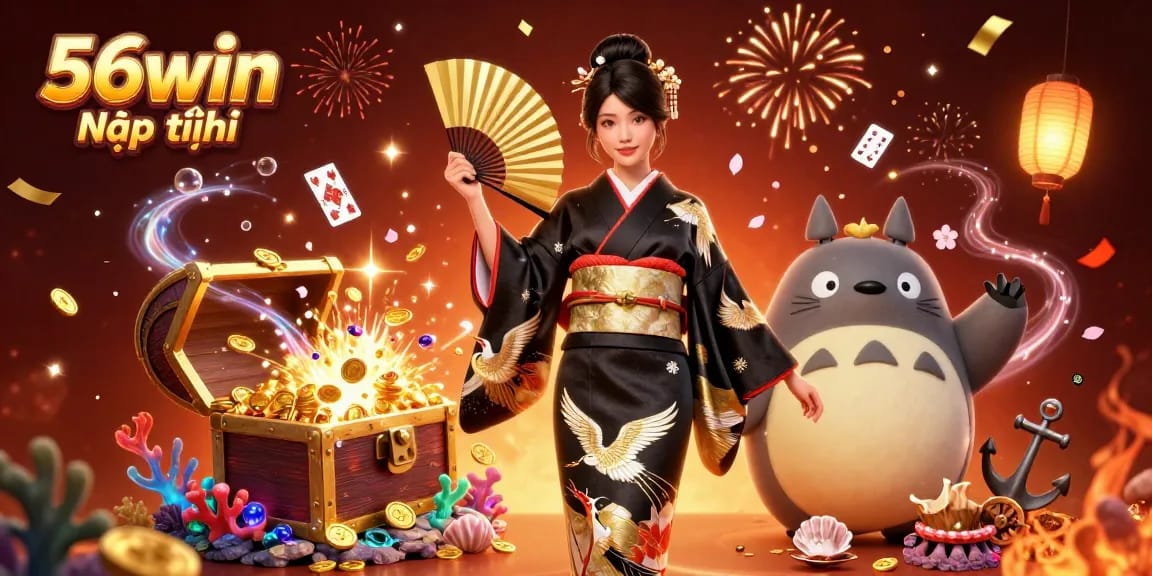 56win Nạp tiền scene showcasing unique casino elements and enchanting characters in a vibrant atmosphere.