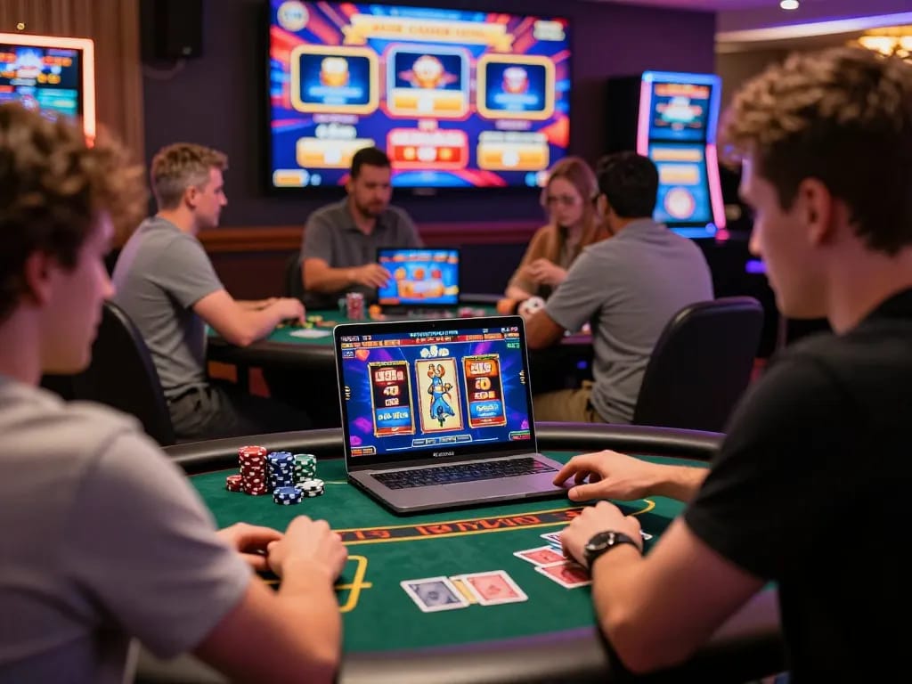 Exciting online gambling experience at 789win with vibrant slot game and engaged players.