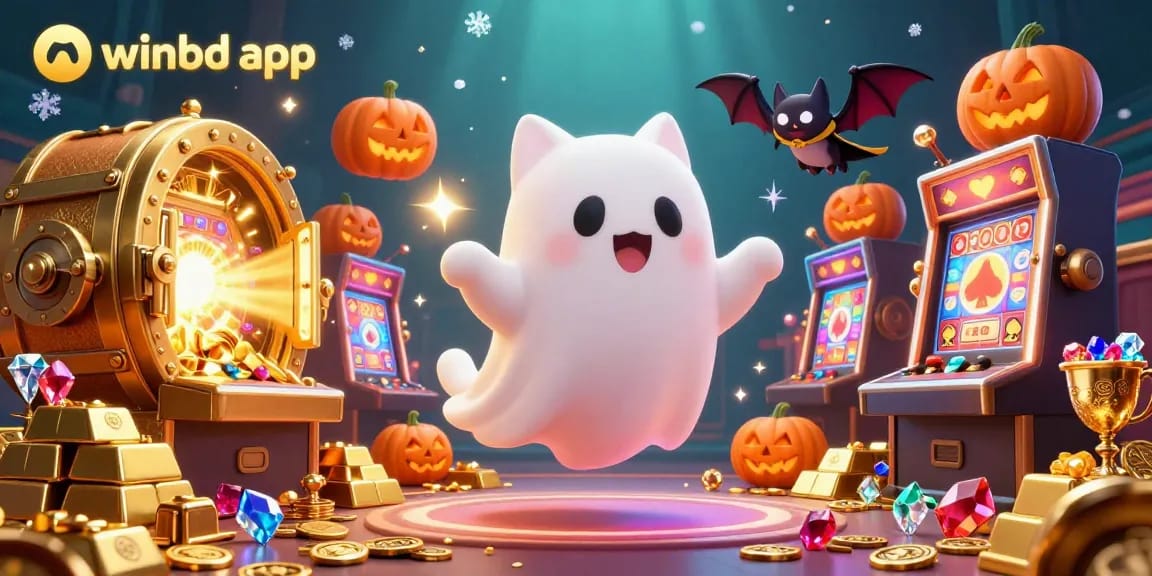 Experience the thrill of the winbd app with vibrant casino elements and glowing characters bringing excitement to gaming.