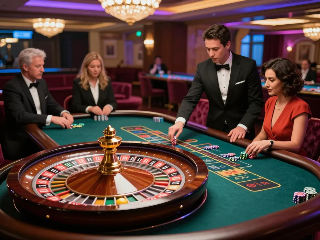 Players engaging in high-stakes roulette at qq8827 with vibrant casino atmosphere and dynamic action.