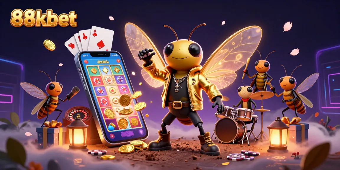 Experience 88kbet’s vibrant casino world with a lively rock star scene and playful game elements.