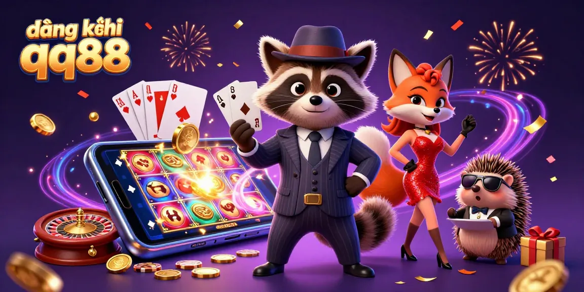 Win big with đăng ký qq88 as a raccoon, fox, and hedgehog celebrate casino fun.