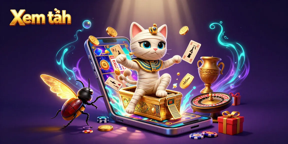 Experience enchanting casino action with Xem thêm featuring a mummy cat and gold coins.