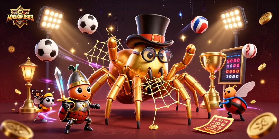 Engage with thrilling gameplay at MASKOKI889, where a golden tarantula and heroic beetle knight showcase the excitement of casino adventures.