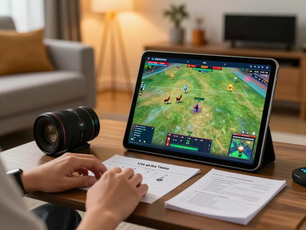 Xem đá gà Thomo hôm nay trực tiếp trên máy tính bảng, thể hiện trải nghiệm chơi game trực tuyến hấp dẫn trong một không gian ấm cúng.