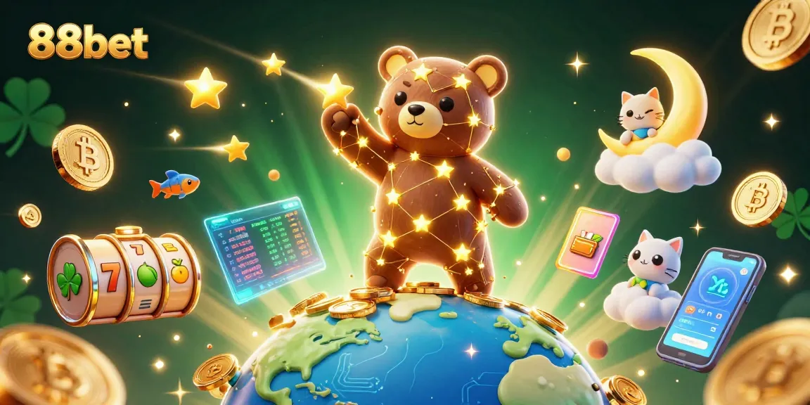 Experience thrilling wins at 88bet with engaging slot action in a vibrant casino scene.