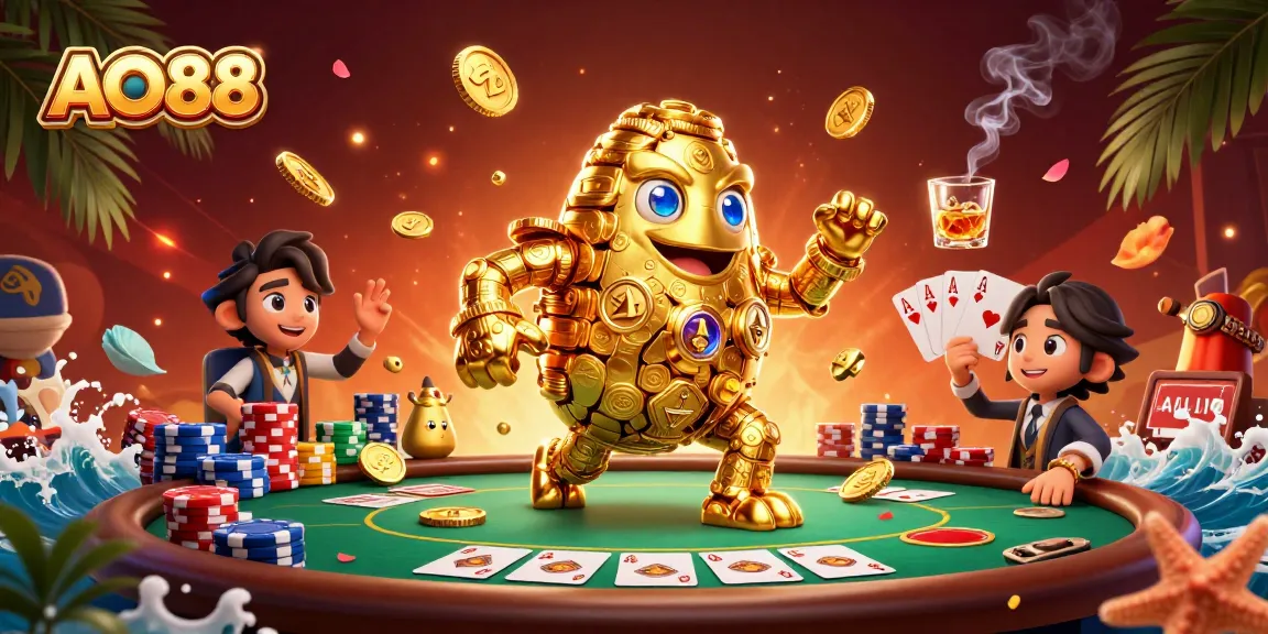 Experience thrilling AO88 gaming with our lively casino scene, highlighting vibrant poker elements.