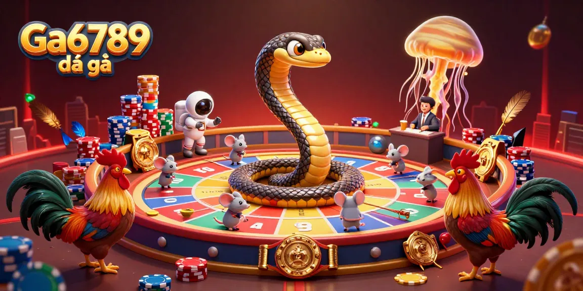 Experience Ga6789 đá gà live betting excitement in a vibrant cockfighting arena with animated characters.