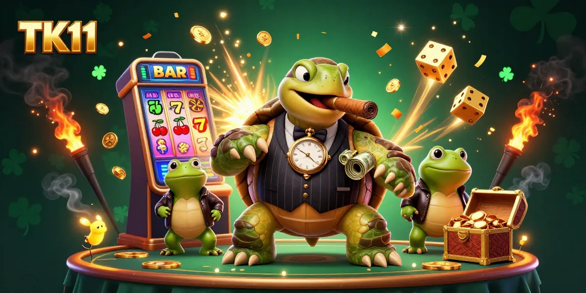 Experience thrilling gameplay at TK11, featuring a unique 3D character scene filled with vibrant casino elements.