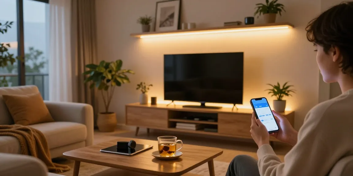 Iluminare modernă cu bandă LED ajustată în interiorul unei living-uri elegante