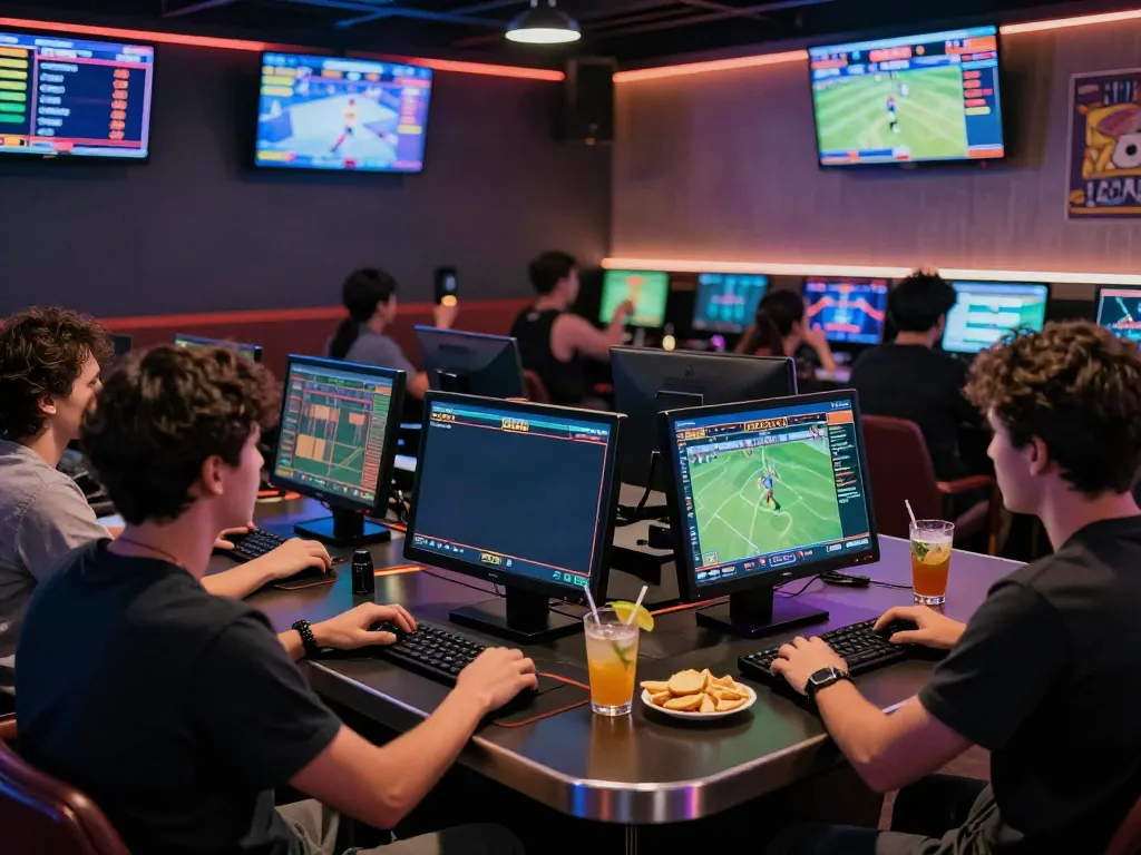 Exciting FABET online betting atmosphere with players engaged in sports gambling.